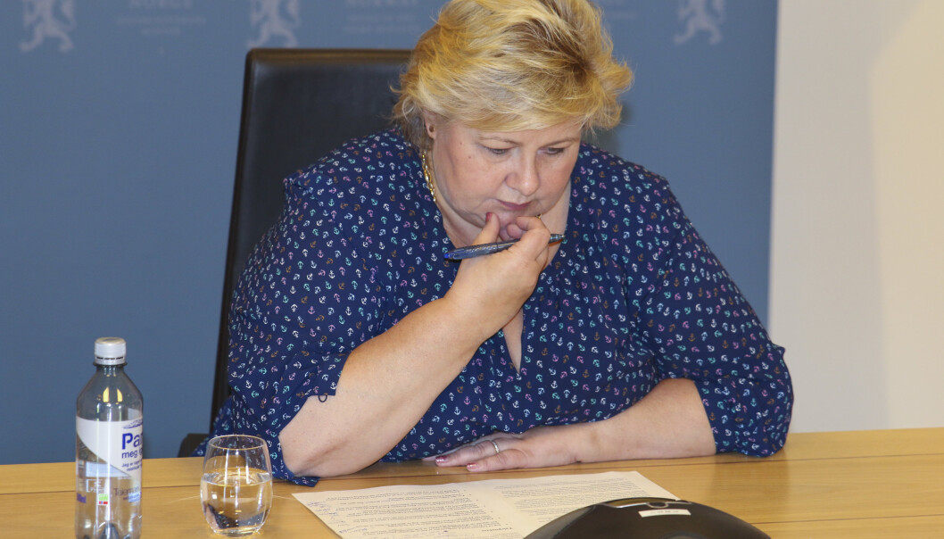 SPIONASJESAK: Statsminister Erna Solberg (H) innkalte torsdag USAs ambassadør i den såkalte spionasjesaken. SPIONASJESAK: Statsminister Erna Solberg (H) innkalte torsdag USAs ambassadør i den såkalte spionasjesaken.
