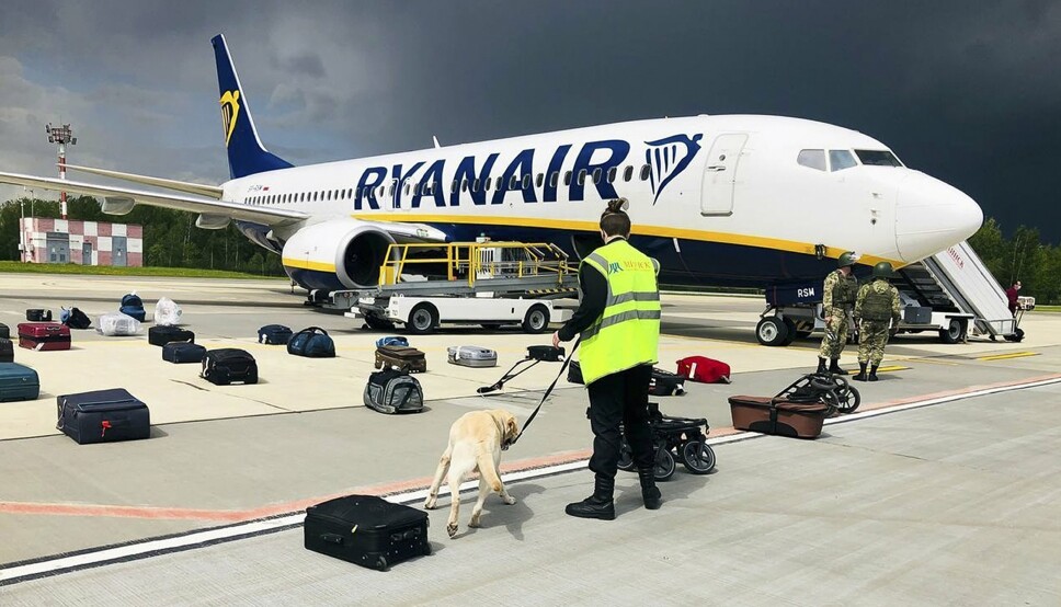 TVUNGET NED: Ryanair-flyet som ble tvunget ned der aktivisten Roman Protasevitsj var om bord.