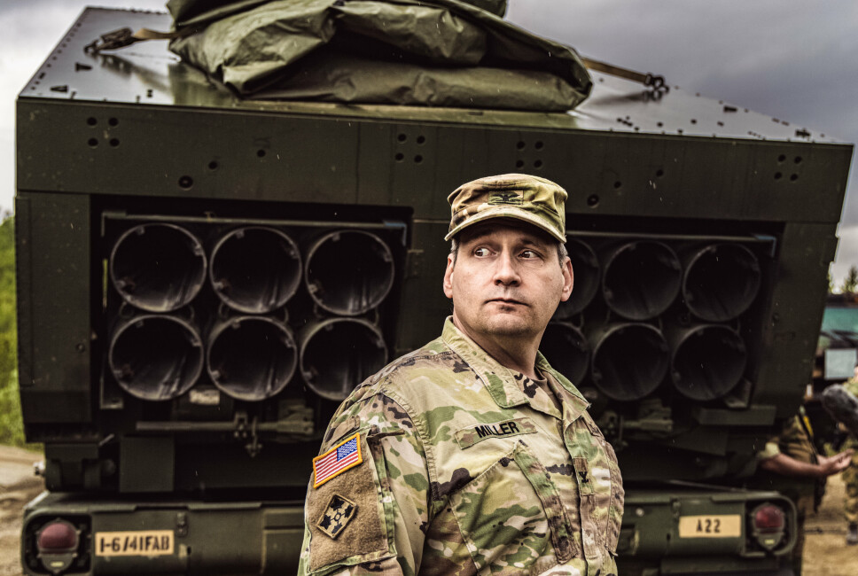 USA-NORGE: Oberst Daniel Miller fra 41st Field Artillery Brigade, US Army, på Setermoen under skarpskytingsøvelsen «Thunderbolt 2021».