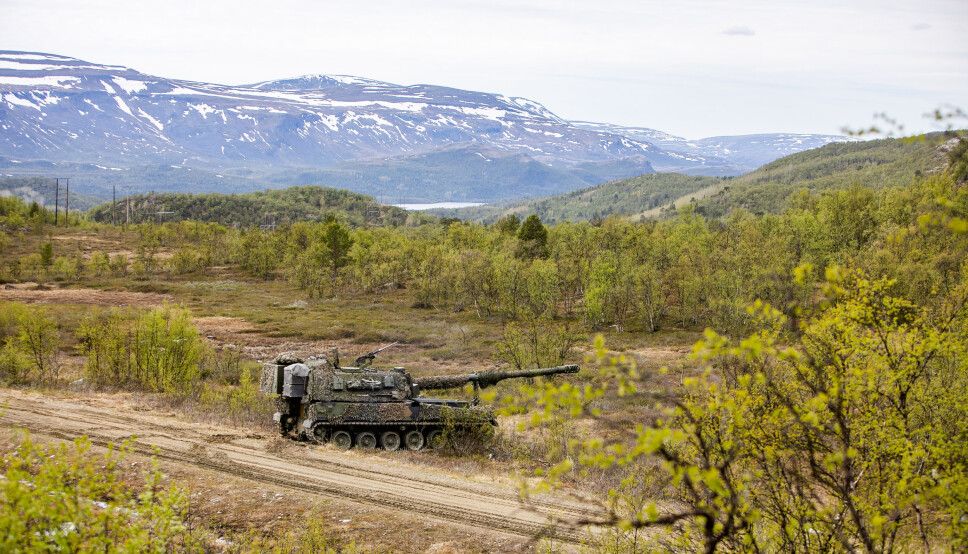 SKYTE: Hærens nye artillerisystem K9 gjør seg klar til å skyte under skarpskyttingsøvelsen Thunder Bolt 2021.