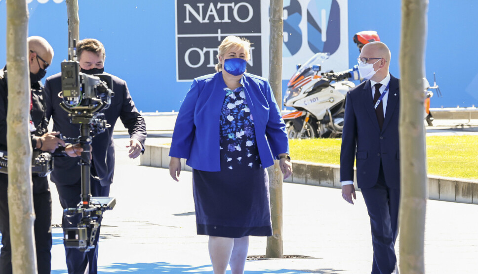 I BRUSSEL: Statsminister Erna Solberg på Nato-toppmøtet i Brussel mandag.