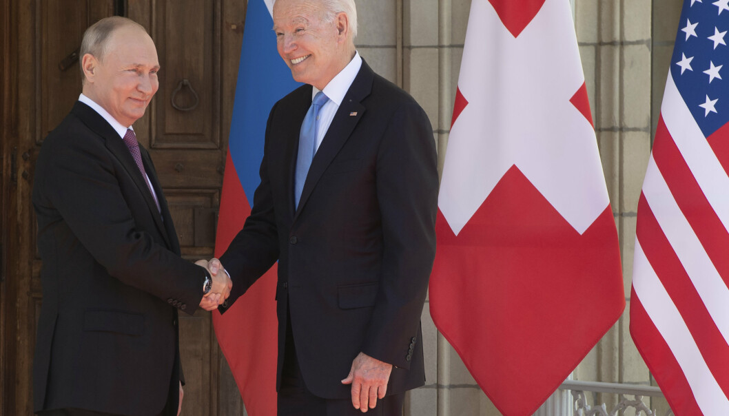 MØTE: President Joe Biden og Russian Vladimir Putin under toppmøtet i Geneve.