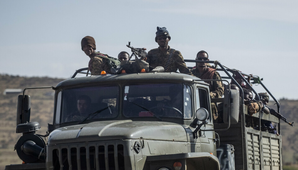 Etiopia gikk mandag inn for en ensidig våpenhvile i Tigray. På bildet er etiopiske regjeringsstyrker i nærheten av Agula nord i Mekele i begynnelsen av mai.