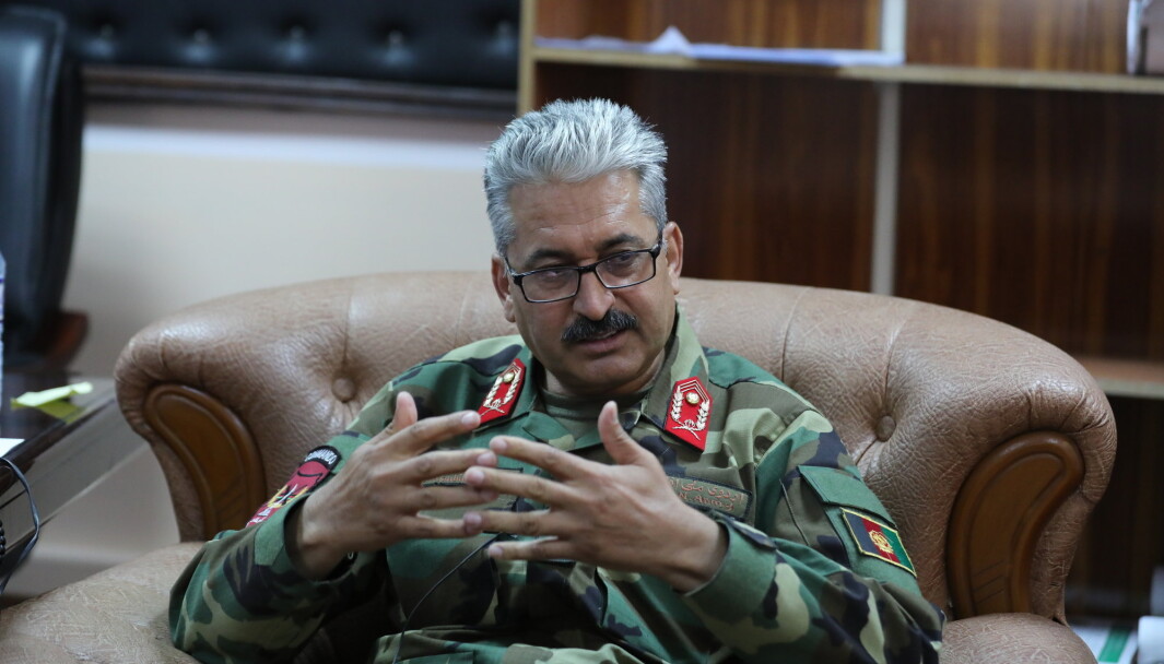 AFGHANISTAN BAGRAM: Gen Mir Asadullah Kohistani, den nye sjefen for Bagram Airfield snakker under et intervju med Associated Press AFGHANISTAN BAGRAM: Gen Mir Asadullah Kohistani, den nye sjefen for Bagram Airfield snakker under et intervju med Associated Press