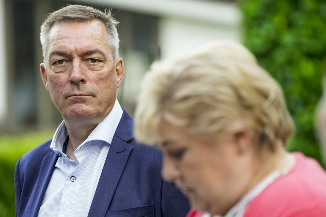SIER NEI: Forsvarsminister Frank Bakke-Jensen og statsminister Erna Solberg møter norske presse i Brussel dagen før NATO-møtet i midten av juni 2021. SIER NEI: Forsvarsminister Frank Bakke-Jensen og statsminister Erna Solberg møter norske presse i Brussel dagen før NATO-møtet i midten av juni 2021.