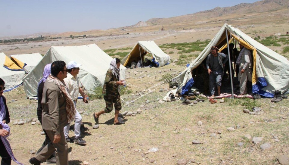 FLYKTNINGER: Afghanske flyktninger i Korog i Tajikistan. Bildet ble publisert på Facebook-siden til Afghanistans ambassadør til Tadsjikistan.