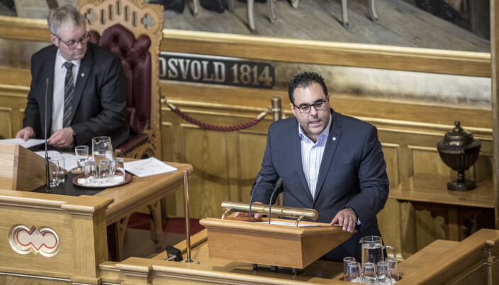 STORTINGSREPRESENTANT: Masud Gharahkhani (A) under en debatt på Stortinget. STORTINGSREPRESENTANT: Masud Gharahkhani (A) under en debatt på Stortinget.
