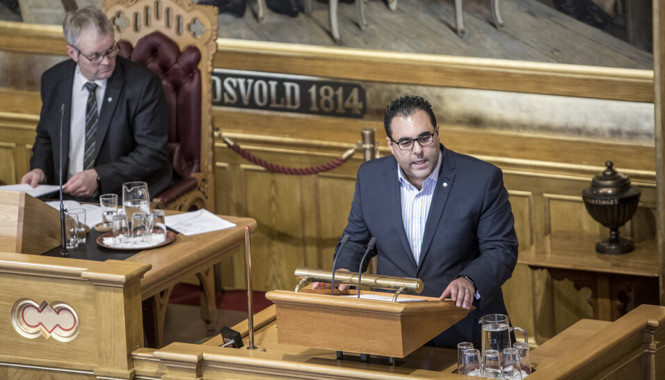STORTINGSREPRESENTANT: Masud Gharahkhani (A) under en debatt på Stortinget.