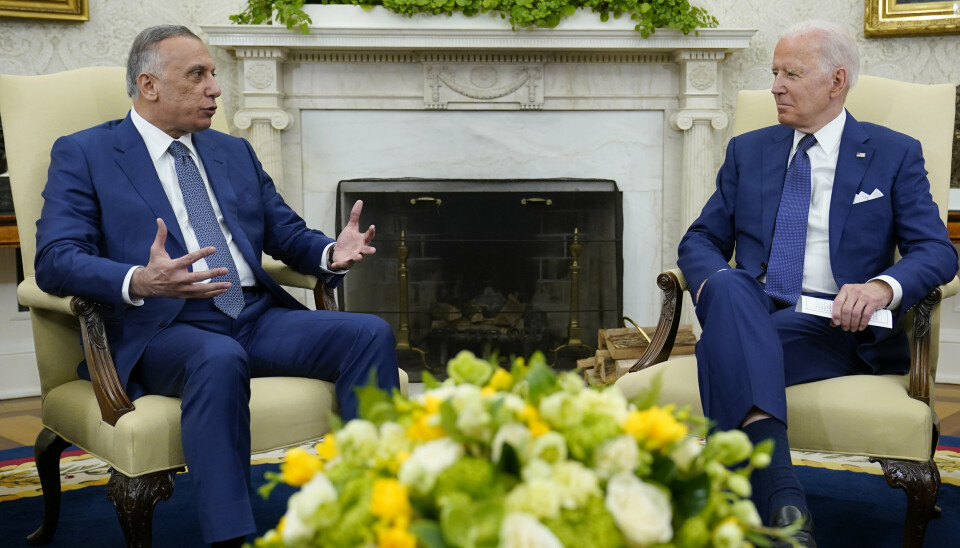 MØTE: Joe Biden sammen med Iraks statsminister Mustafa al-Kadhemi i Det hvite hus.