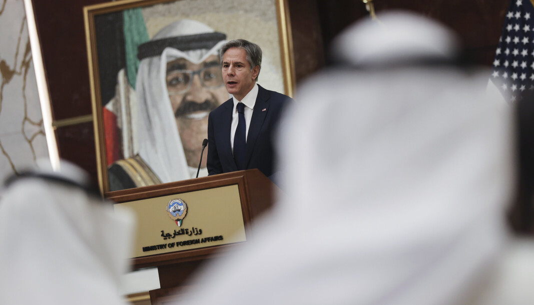 ATOMSAMTALER: Utenriksminister Antony Blinken sier at atomsamtalene med Iran ikke kan pågå i det uendelige. Blinken var torsdag på besøk i Kuwait. ATOMSAMTALER: Utenriksminister Antony Blinken sier at atomsamtalene med Iran ikke kan pågå i det uendelige. Blinken var torsdag på besøk i Kuwait.