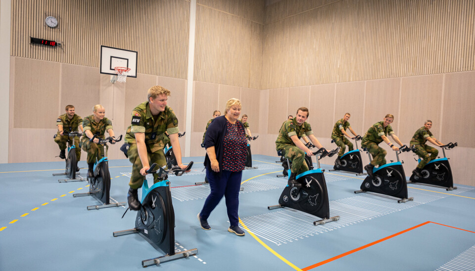 KAMPKRAFT: Det nye idretts- og treningssenteret er viktig for militær stridsevne, mener Erna Solberg.