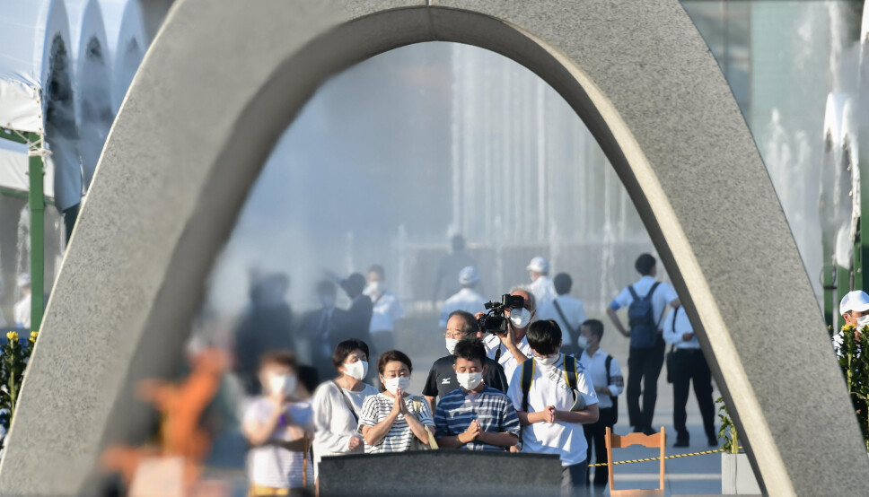 MARKERING: Hiroshima markerte fredag at det er 76 år siden USA slapp atombomben over byen.