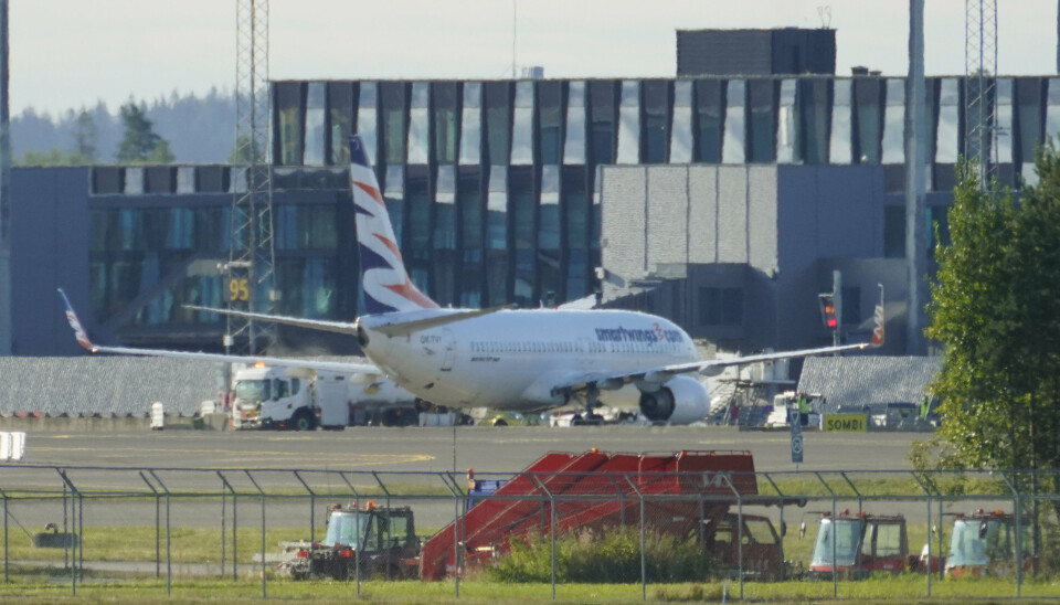 GARDERMOEN: Et fly fra flylskapet Smartwings ankom fredag morgen fra Tiblisi i Georgia til Oslo lufthavn Gardermoen. Flyet hadde 23 norske borgere om bord. Foto: Ole Berg-Rusten / NTB