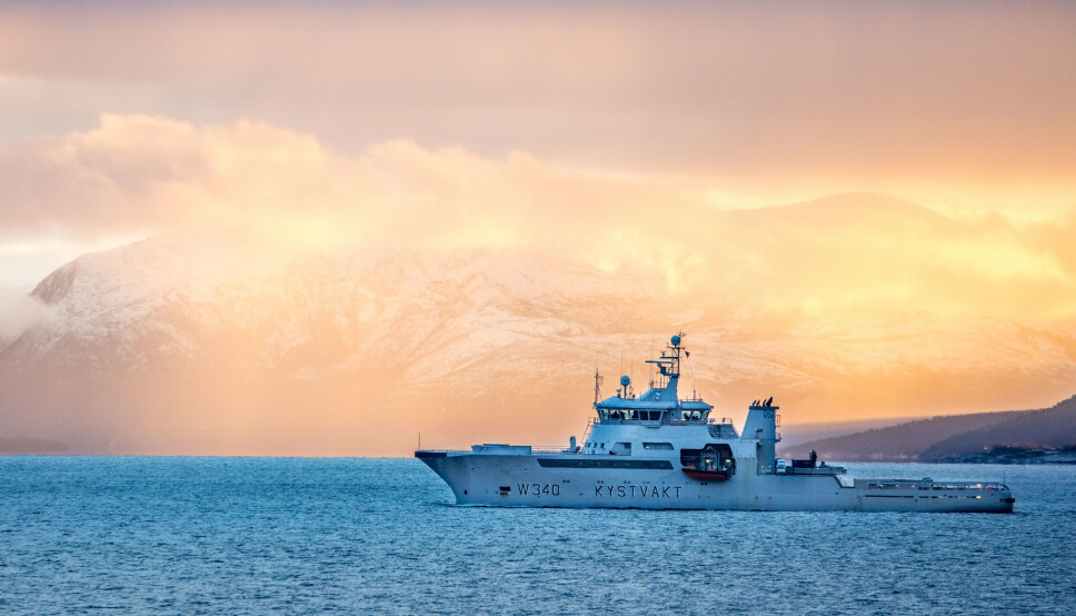 KV: Kystvaktskipet KV Barentshav ankom Jan Mayen mandag. Her avbildet i forbindelse med Øvelse Flotex i 2016.