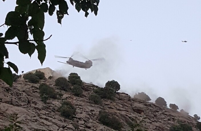 VANSKELIG: Forholdene hvor helikopteret måtte landet var ekstremt krevende. Her på det punktet hvor soldatene ble plukket opp.