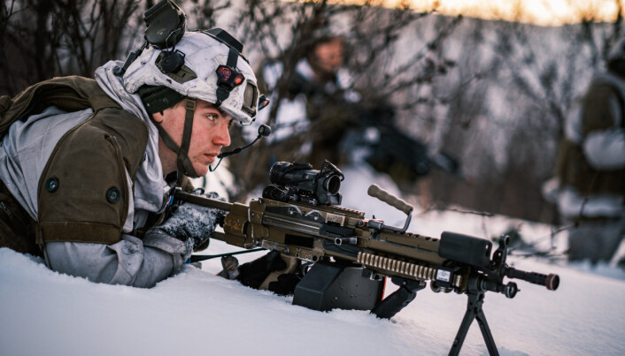 FORSVAR: Soldater fra Porsanger bataljon under en beredskapsøvelse i Finnmark, mars 2021.