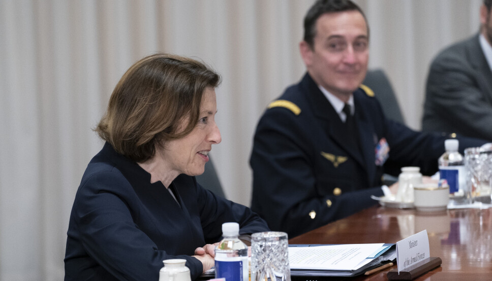 FLERE ANSATTE: Frankrikes forsvarsminister Florence Parly vil øke cyberforsvarets stab betraktelig. Her var Parly i møte med USAs forsvarsminister Lloyd Austin på USAs forsvarsdepartement Pentagon i Washington 9. juli.