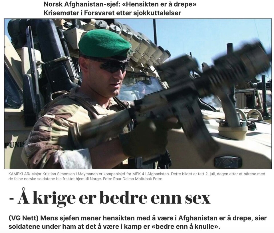 Faksimile fra VG.
