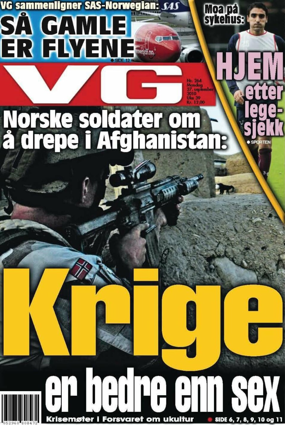 Forsiden av VG, 27.09.2010