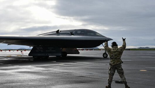 ISLAND: Et amerikanske bombefly av typen B-2 på Island i september 2021.