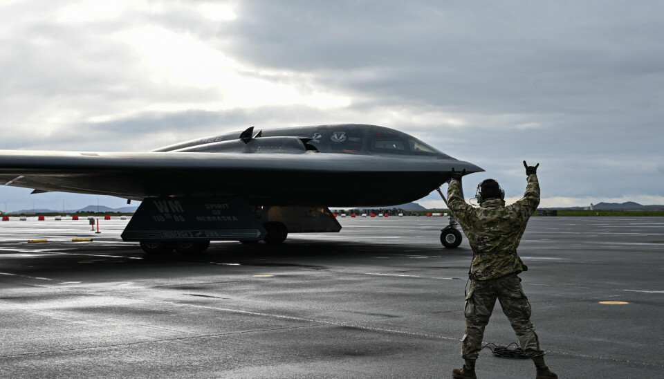 ISLAND: Et amerikanske bombefly av typen B-2 på Island i september 2021.