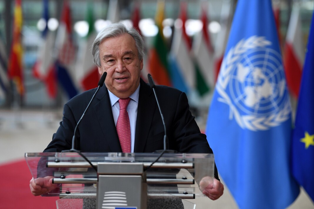GENERALSEKRETÆR: António Guterres på giverkonferansen for Afghanistan i Genève i Sveits. GENERALSEKRETÆR: António Guterres på giverkonferansen for Afghanistan i Genève i Sveits.