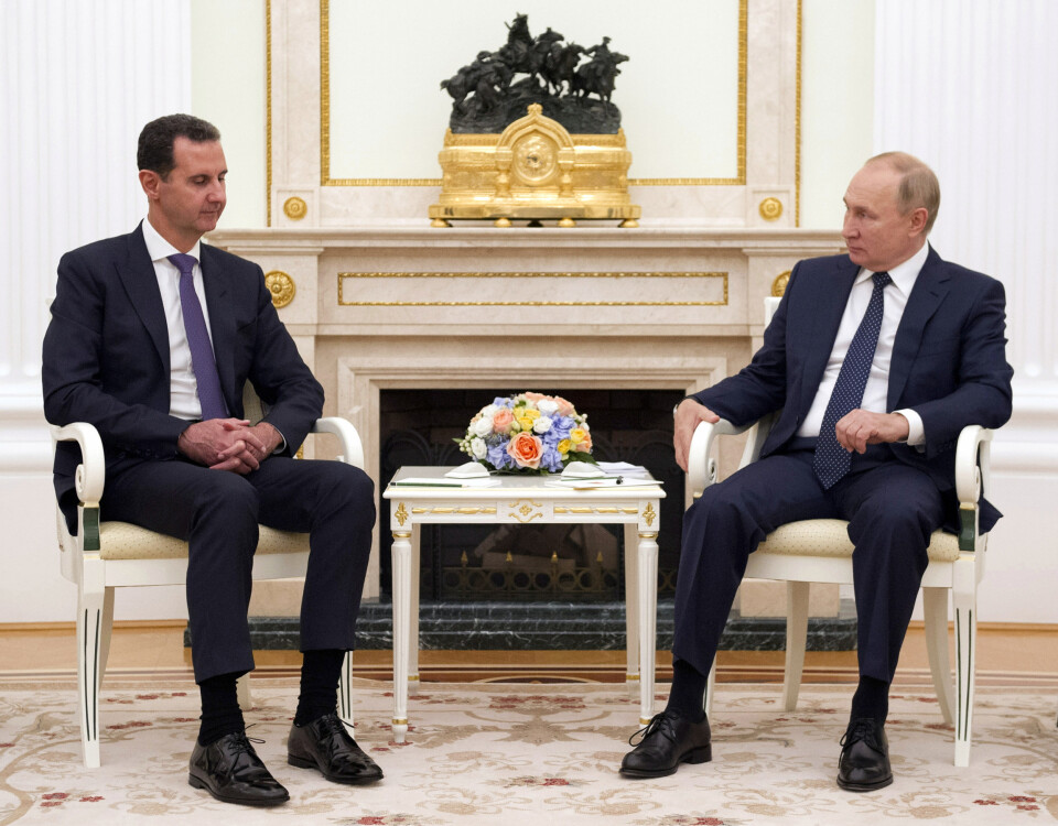 I KREML: Russlands president Vladimir Putin (til høyre) lytter til sin syriske motpart, Bashar al-Assad. Bildet er datert 13.september.