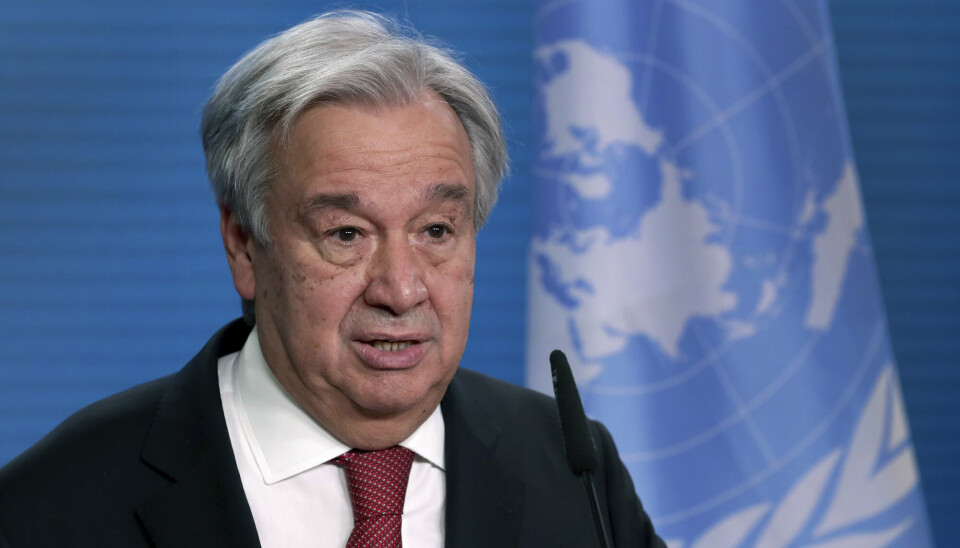 ADVARER: En bekymret generalsekretær i FN, António Guterres, advarer mot en ny kald krig om ikke USA og Kina reparerer sitt forhold.