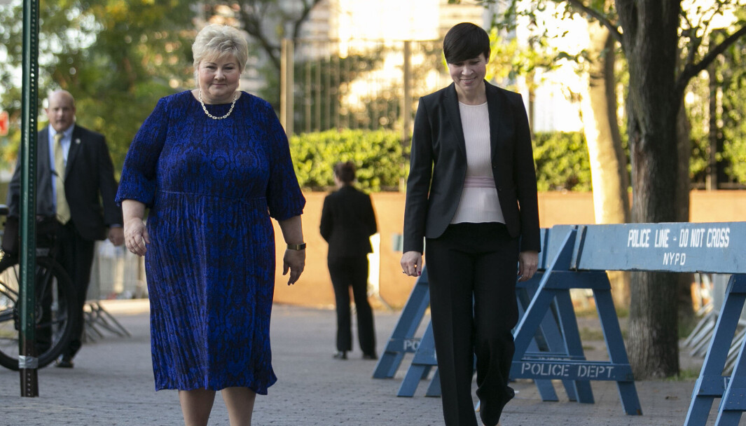 USA: Statsminister Erna Solberg (H) og utenriksminister Ine Eriksen Søreide (H) i New York i forbindelse med FNs hovedforsamling. USA: Statsminister Erna Solberg (H) og utenriksminister Ine Eriksen Søreide (H) i New York i forbindelse med FNs hovedforsamling.