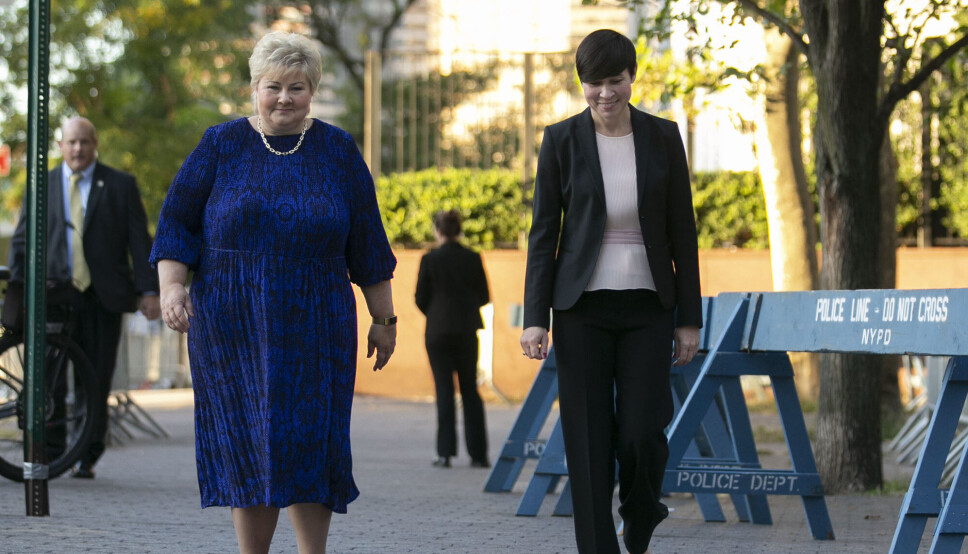 USA: Statsminister Erna Solberg (H) og utenriksminister Ine Eriksen Søreide (H) i New York i forbindelse med FNs hovedforsamling.