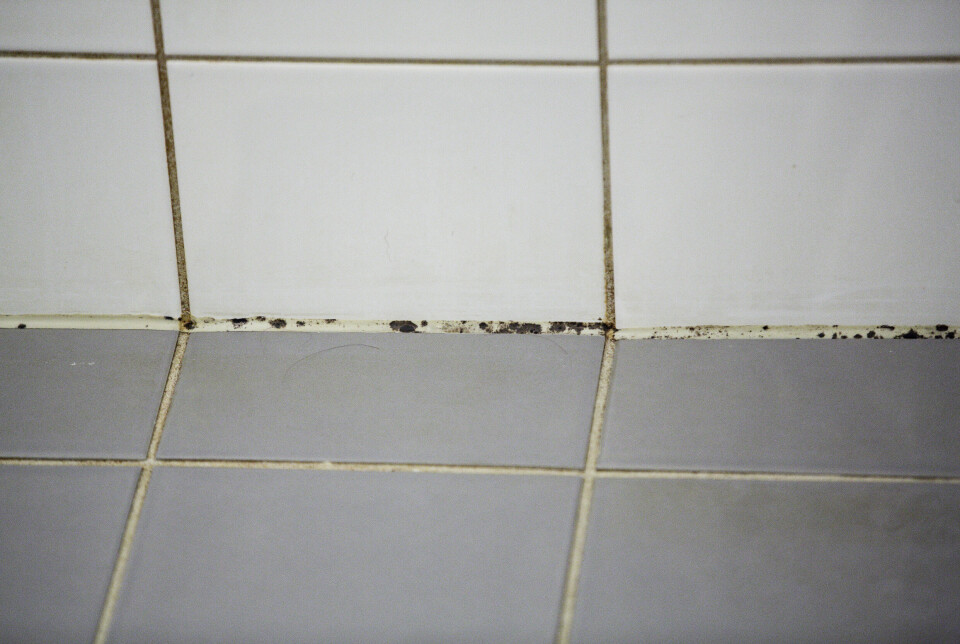 PÅ BADET: I våtrommene på den gamle kasernen på Kolsås er det sorte flekker i hjørnene.