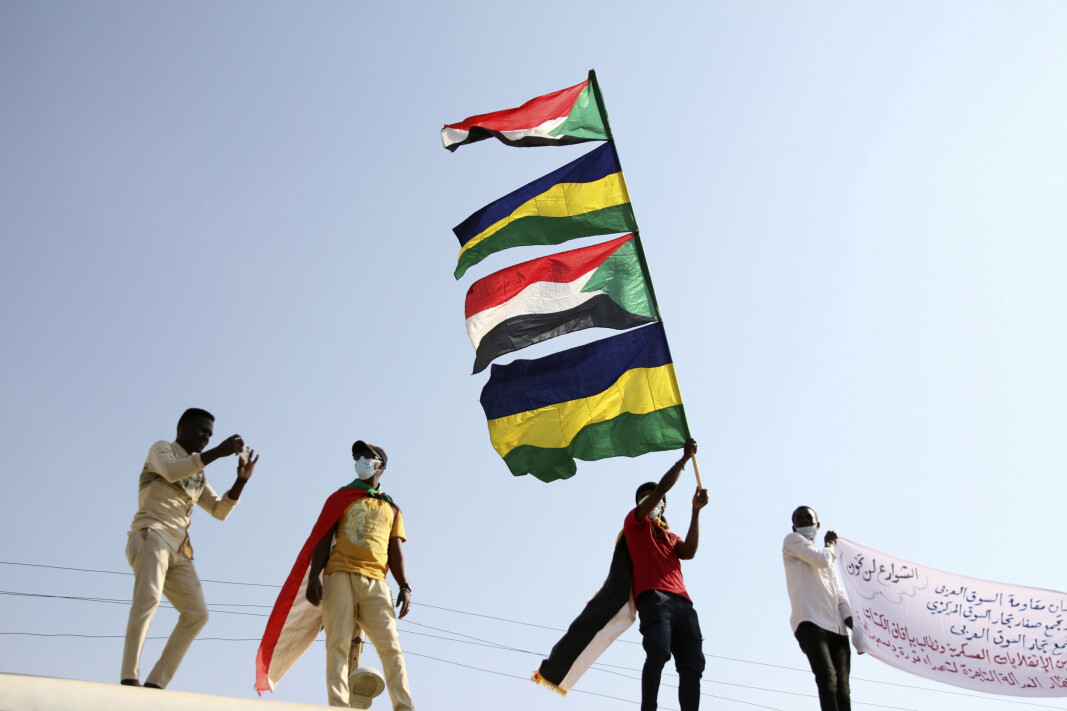 Demonstranter i Sudans hovedstad Khartoum torsdag.