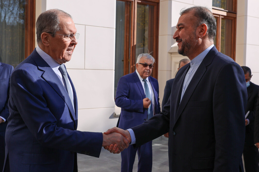 I MOSKVA: Russlands utenriksminister Sergej Lavrov og Irans utenriksminister Hossein Amir-Abdollahian under et møte i Moskva 6. oktober. I MOSKVA: Russlands utenriksminister Sergej Lavrov og Irans utenriksminister Hossein Amir-Abdollahian under et møte i Moskva 6. oktober.