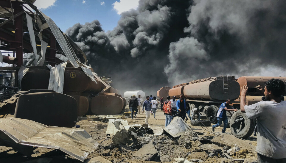 BOMBEANGREP: Et industriområde ved utkanten av Mekele, hovedstaden i Tigray-regionen i Etiopia, ble onsdag bombet av etiopiske styrker. Torsdag varsler etiopiske myndigheter om nye luftangrep mot provinshovedstaden.