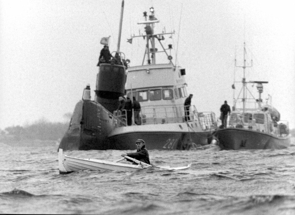 PÅ GRUNN: En sovjetisk ubåt gikk på grunn utenfor Karlskrona i Sverige.