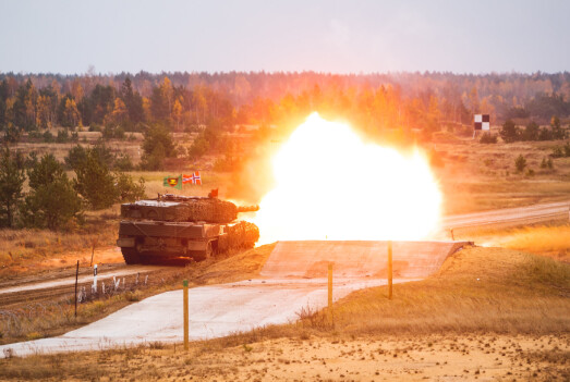 SKARPSKYTING: En Leopard 2A4 stridsvogn fra Telemark bataljon som kom på andre plass i konkurransen.