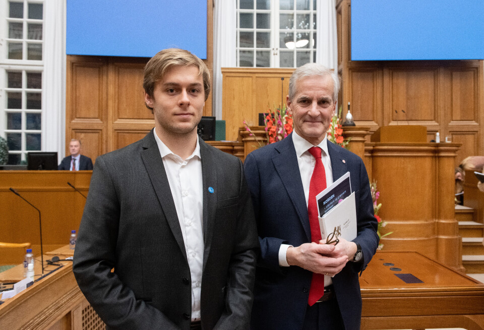 Rasmus Emborg og Jonas Gahr Støre.