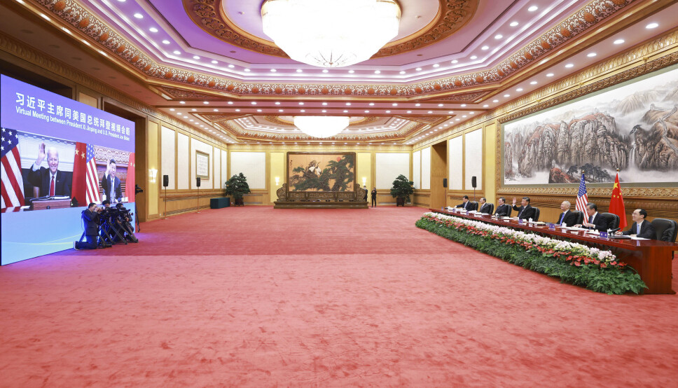 VIDEOMØTE: USAs president Joe Biden møtte mandag Kinas president Xi Jinping via videosamtale