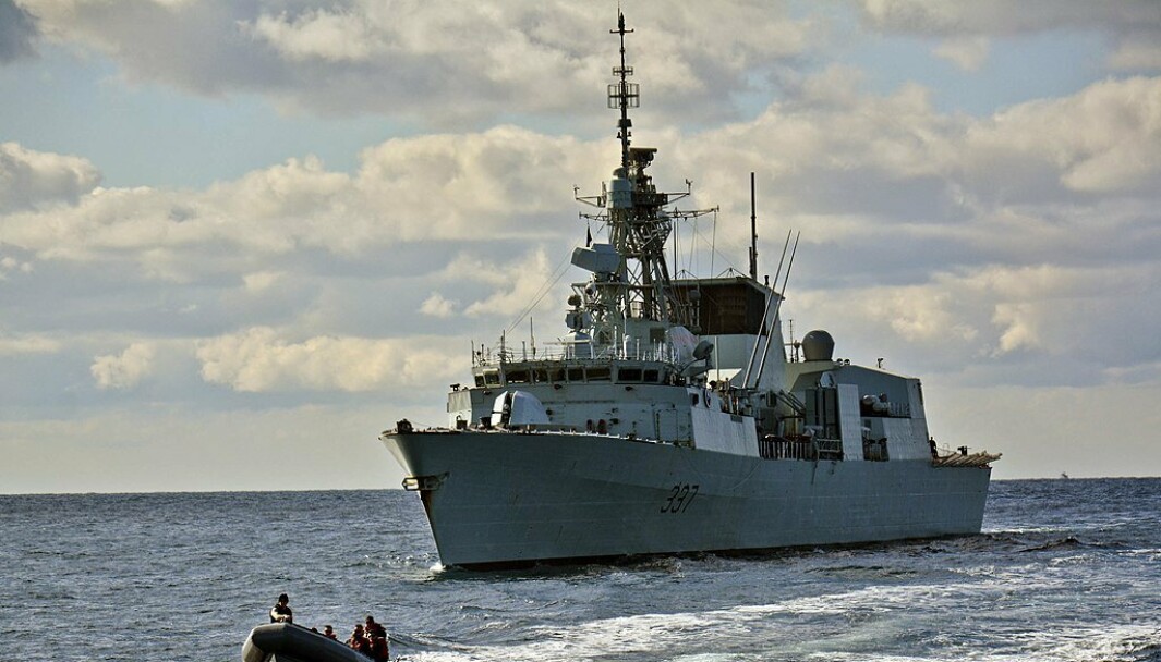 BRANN: Tidlig torsdag morgen ble det meldt om tilløp til brann om bord den canadiske fregatten HMCS Fredericton. Her var fartøyet i Adriaterhavet i 2015.