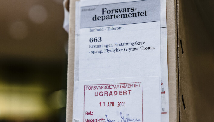 OFFENTLIG: Dokumenter som omhandlet Grytøya-ulykken i 2005. Dette er året den militære havarikommisjonens rapport etter 33 år endelig blir offentlig.