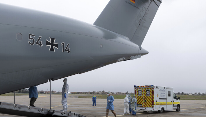 LUFTWAFFE: Tyske militærfly ble også brukt til å flytte koronasyke fra Frankrike til Tyskland i mars 2020. LUFTWAFFE: Tyske militærfly ble også brukt til å flytte koronasyke fra Frankrike til Tyskland i mars 2020.