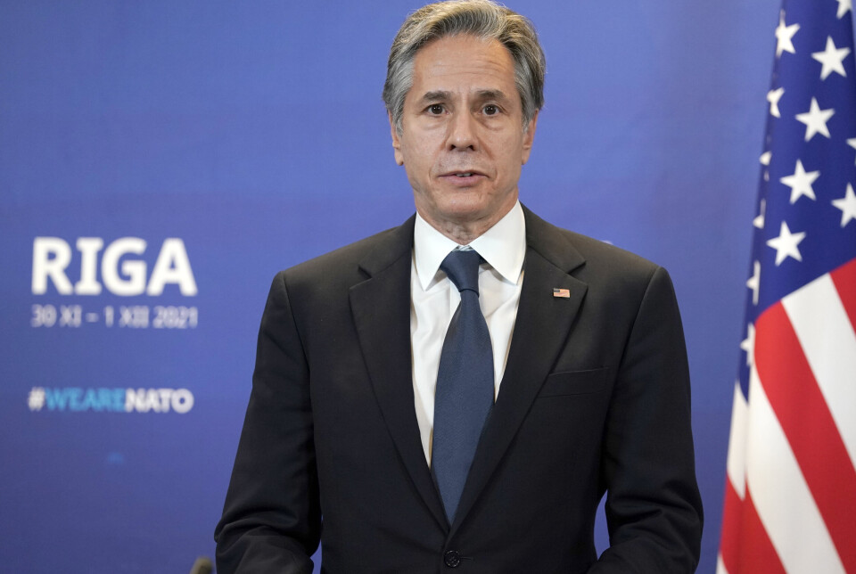 I RIGA: USAs utenriksminister Antony Blinken deltar på Natos utenriksmøte denne uken.