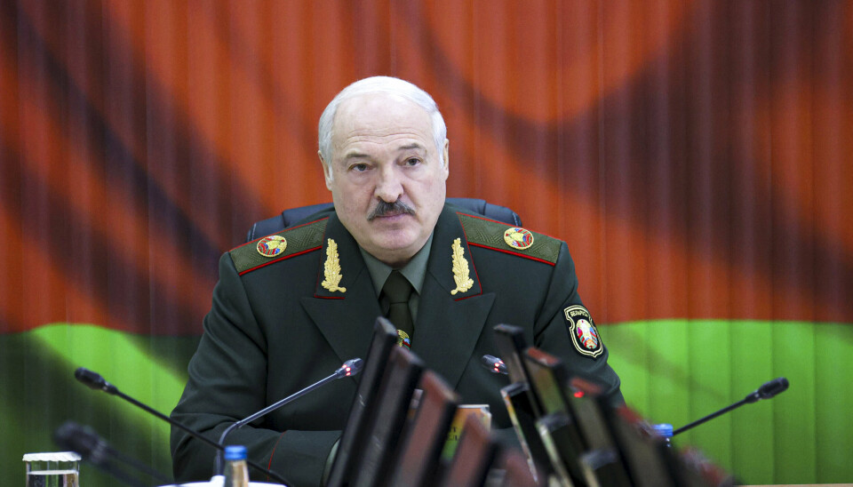 Hviterusslands president Alexander Lukashenko på møte med militære offiserer i Minsk, Hviterussland