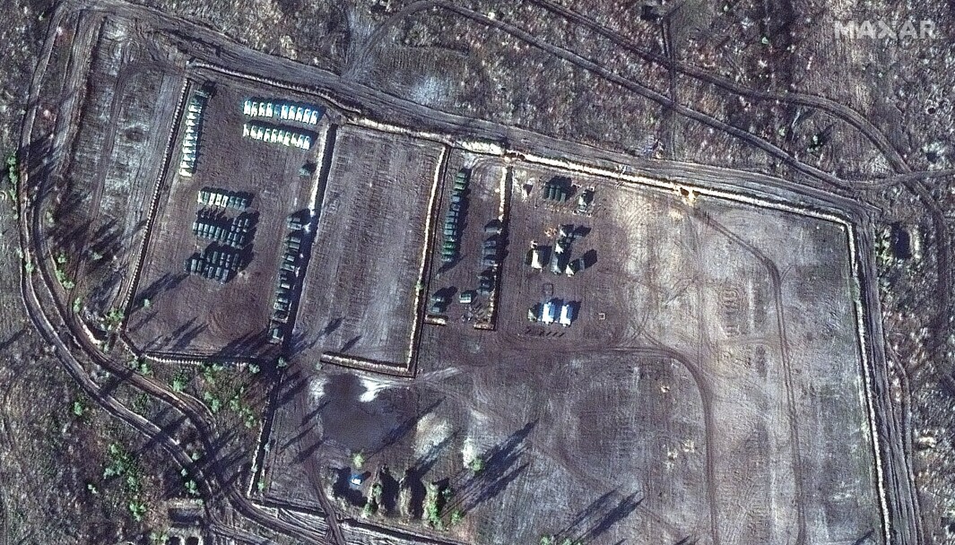 STYRKER: Satellittbilder fra Maxar Technologies viser russiske styrker i Voronesj-regionen nær grensen til Ukraina 26. november i år. STYRKER: Satellittbilder fra Maxar Technologies viser russiske styrker i Voronesj-regionen nær grensen til Ukraina 26. november i år.