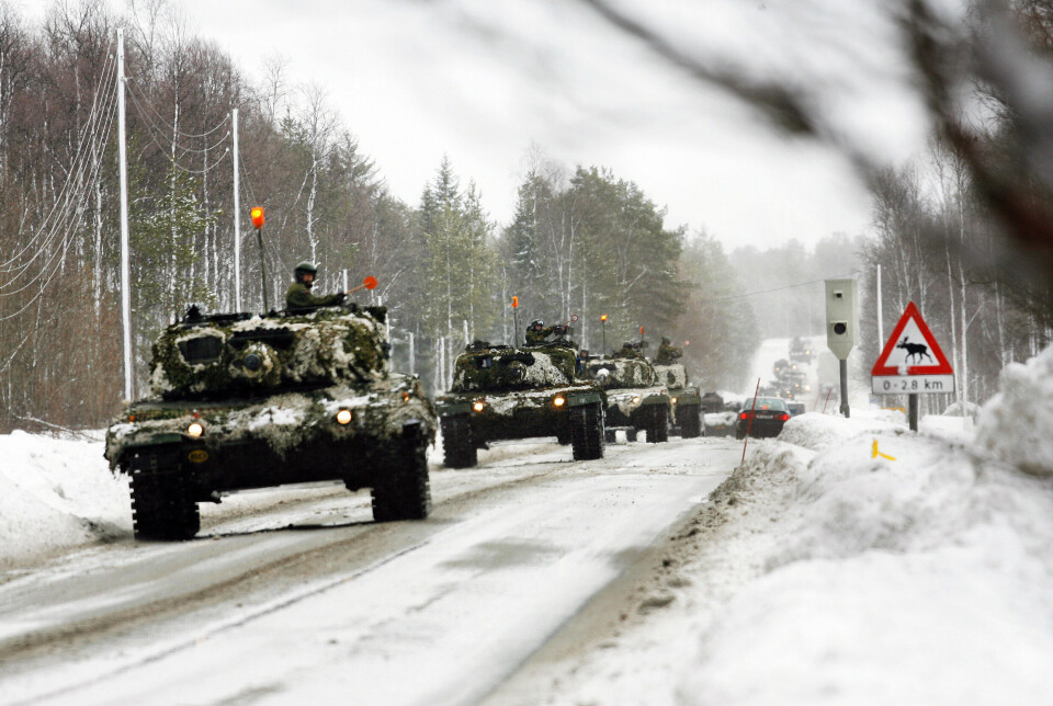 PÅ ØVELSE: Stridsvogner fra Telemark bataljon under en tidligere Cold Response-øvelse.