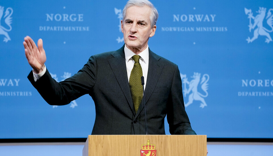 PRESSEKONFERANSE: Statsminister Jonas Gahr Støre (Ap) under pressekonferanse om koronasituasjonen.