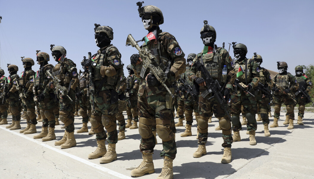 KABUL: Afghanske spesialsoldater under en oppstilling i juli 2021, kort tid før Taliban tok over makten. Flere spesialsoldater ble i ettertid evakuert til vestlige land. KABUL: Afghanske spesialsoldater under en oppstilling i juli 2021, kort tid før Taliban tok over makten. Flere spesialsoldater ble i ettertid evakuert til vestlige land.