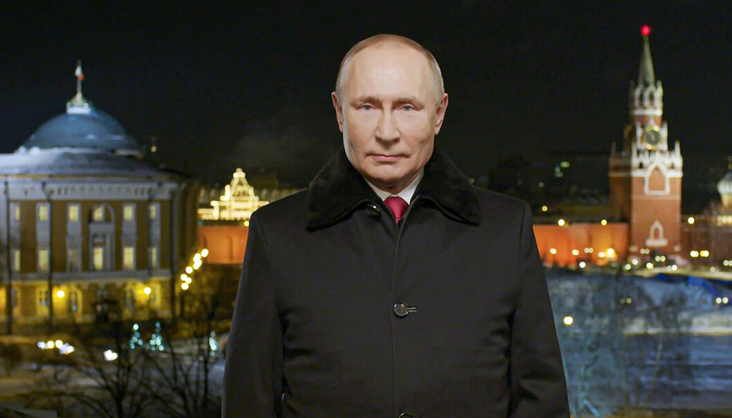 GODT NYTÅR: Vladimir Putin under sin nyttårstale.