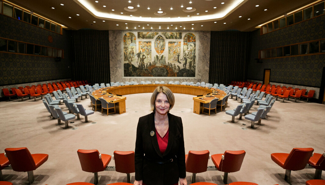FORMANNSKAP: I januar skal Norge lede FNs sikkerhetsråd. Her var FN-ambassadør Mona Juul i møterommet til sikkerhetsrådet i FN-bygget i New York i 2019.
