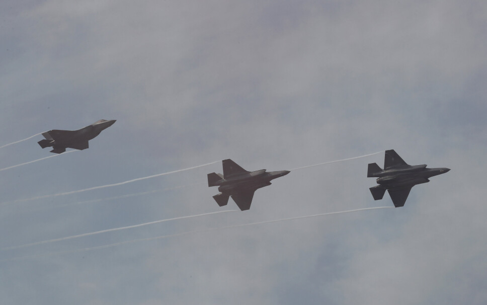 SHOW: Sørkoreanske F-35 under en flymesse i Seoul i 2019.